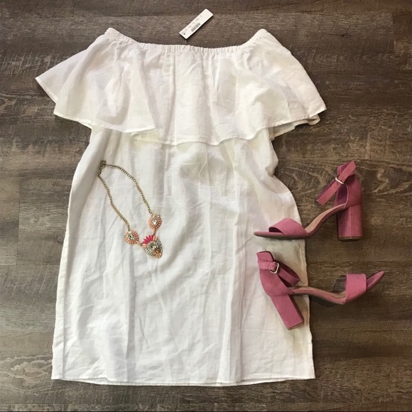 NWT J. Crew White Linen Off the Shoulder Dress XS - Picture 2 of 8